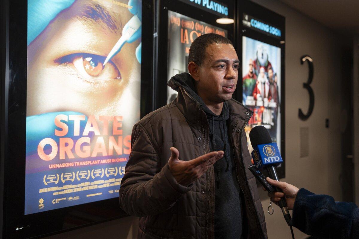 Audience member Kevin Dious after watching "State Organs" at Village East by Angelika in New York City on Nov. 9, 2024. (Samira Bouaou/The Epoch Times)