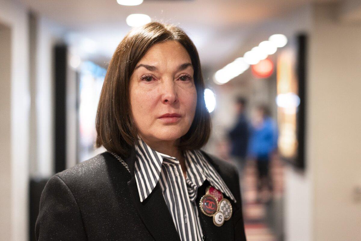 Audience member Lynne Dilorenzo after watching "State Organs" at Village East by Angelika in New York City on Nov. 9, 2024. (Samira Bouaou/The Epoch Times)