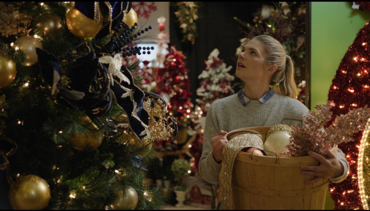 Kate Miner on the set of "Festival of Trees" in Cobb County, Georgia, in 2022. (Courtesy of UPtv)