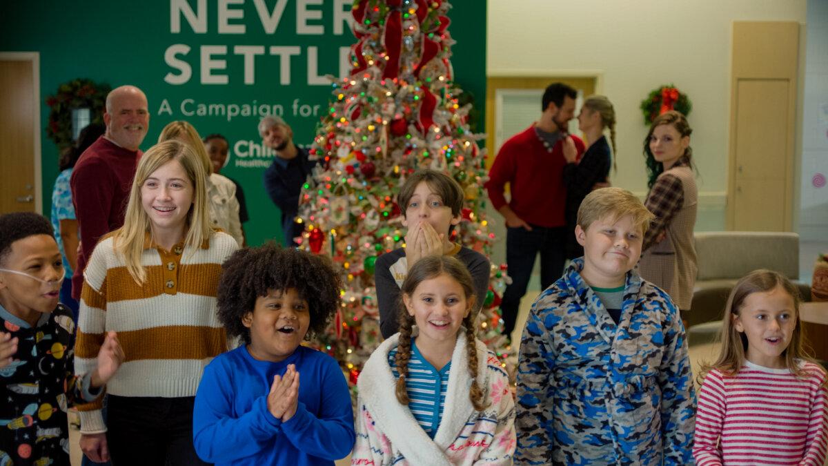 Child actors on the set of "Festival of Trees" in Cobb County, Georgia, in 2022. (Courtesy of Rob Witzel)
