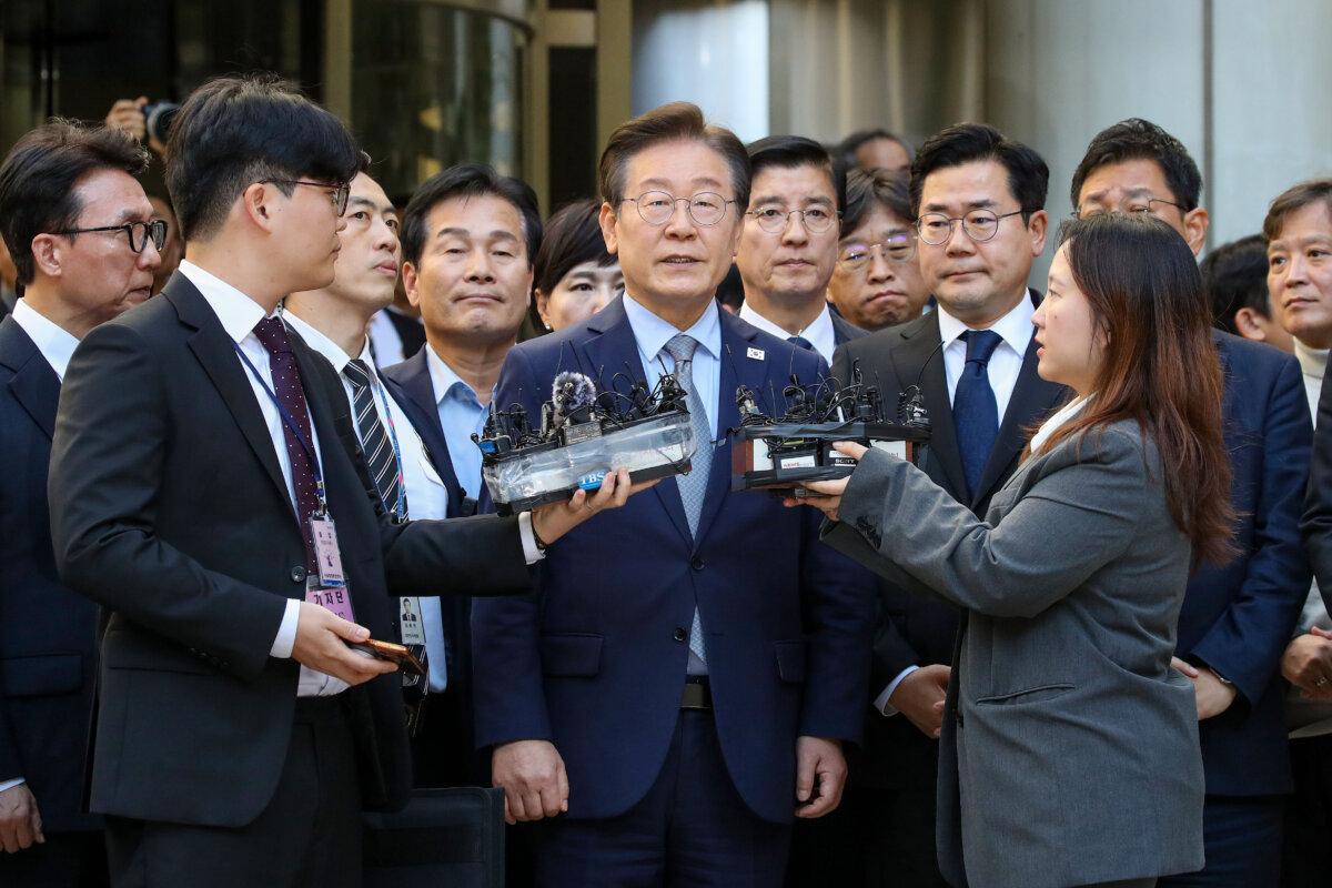 South Korea's main opposition Democratic Party (DPK) leader Lee Jae-myung leaves the Seoul Central District Court in Seoul, South Korea, on Nov. 15, 2024. (Chung Sung-Jun/Getty Images)