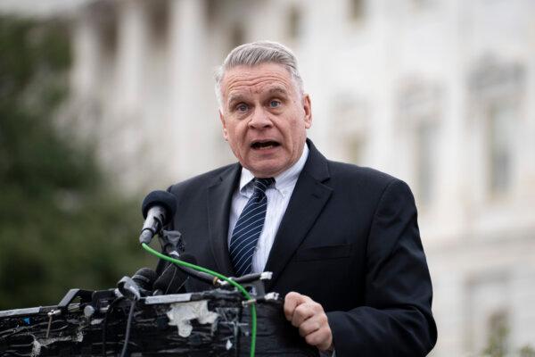Rep. Chris Smith (R-N.J.) speaks during a press conference about Hong Kong at House Triangle on Capitol Hill in Washington on Nov. 19, 2024. (Madalina Vasiliu/The Epoch Times)