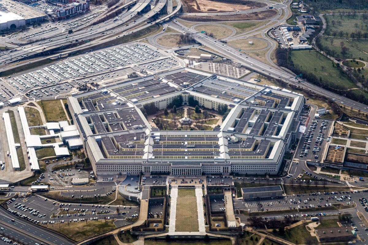The Pentagon is seen from the air in Washington on March 3, 2022. (Joshua Roberts/Reuters)