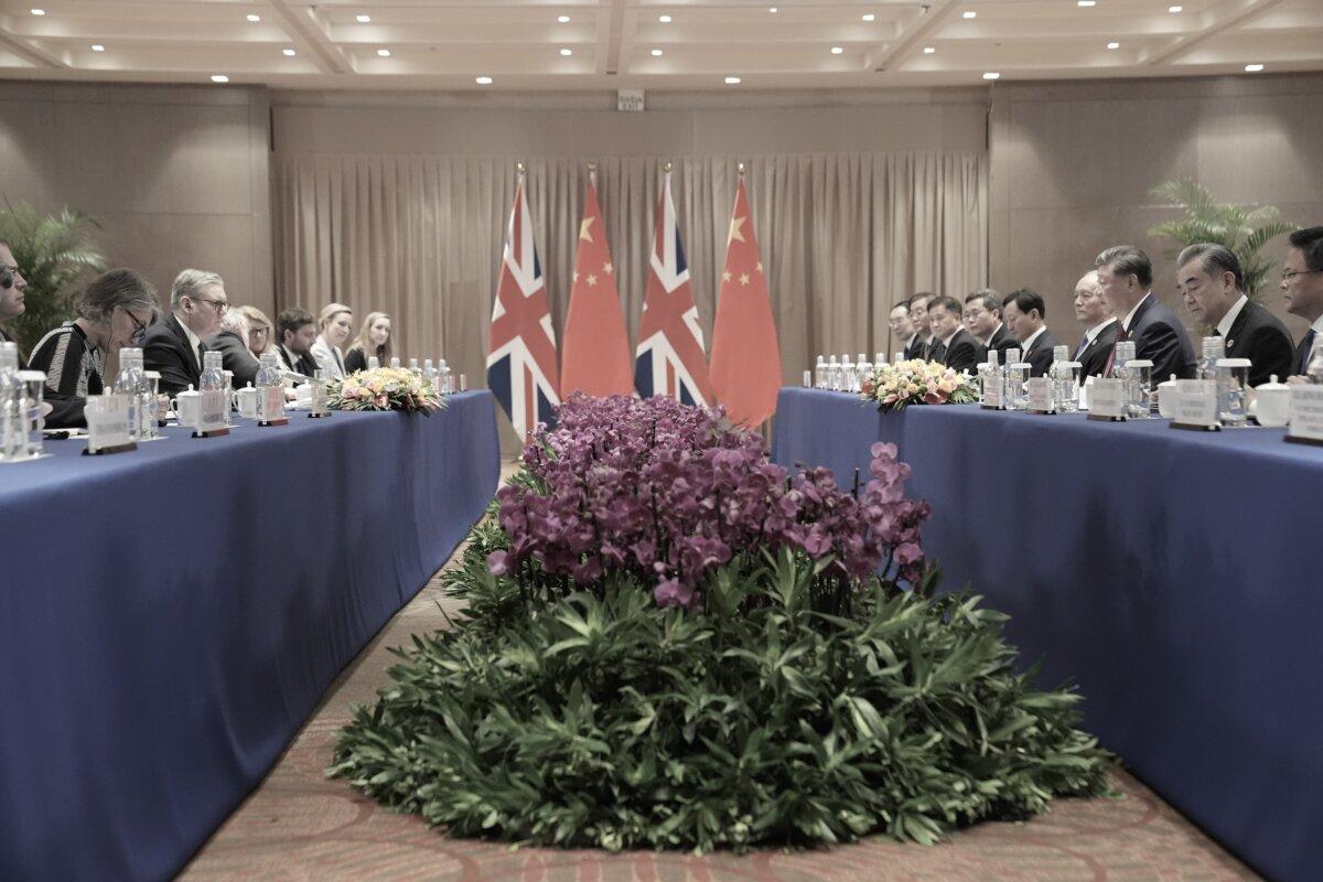 UK Prime Minister Sir Keir Starmer (third from left) during a bilateral meeting with President Xi Jinping of China (third from right) at the Sheraton Hotel as he attends the G20 summit in Rio de Janeiro, Brazil, on Nov. 18, 2024. (Photo by Stefan Rousseau - WPA Pool/Getty Images)