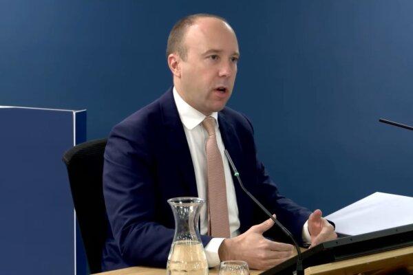 Former Health Secretary Matt Hancock giving evidence to the UK Covid-19 Inquiry in London on Nov. 21, 2024. (UK Covid-19 Inquiry/PA)