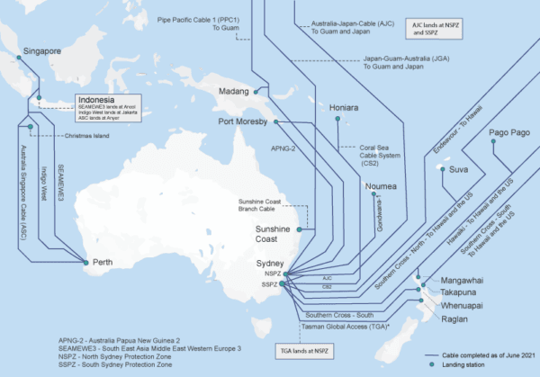 International submarine cables currently connecting to Australia. (ACMA/CC BY 4.0)