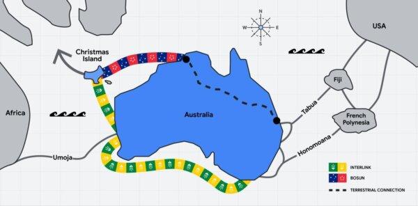 The route of the new Bosun and Interconnect cables. (Courtesy of Google)