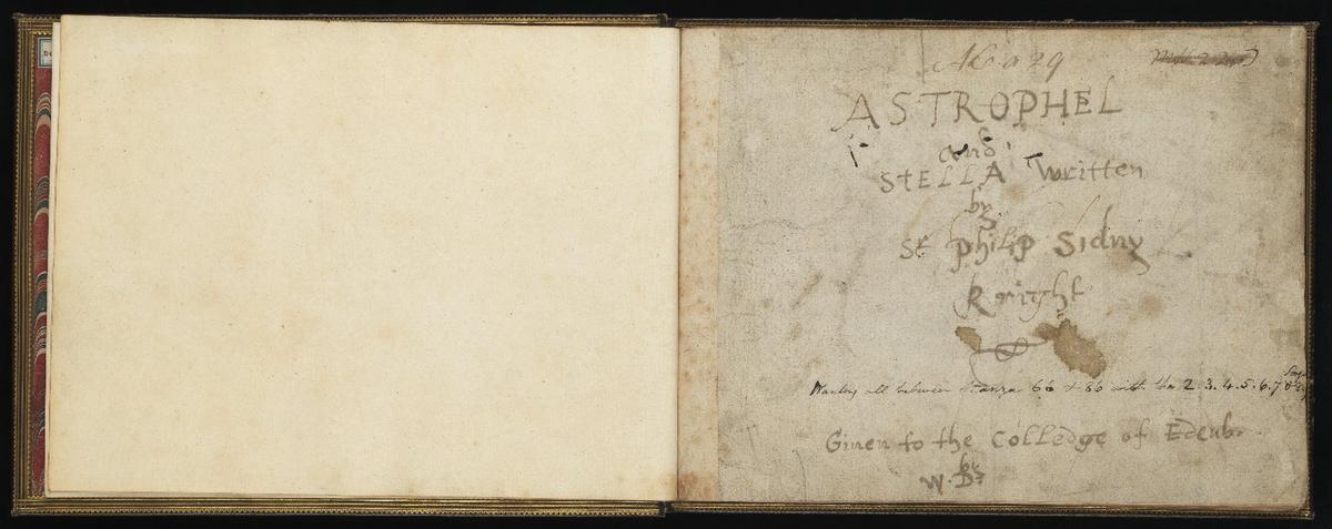 The frontispiece of a handwritten copy of "Astrophel and Stella" by Sir Philip Sidney. (<span id="firstHeadingTitle"><a href="https://commons.wikimedia.org/w/index.php?title=User:UtopiaCaled0nia&action=edit&redlink=1">UtopiaCaled0nia</a>/<a href="https://creativecommons.org/licenses/by-sa/3.0/deed.en">CC BY-SA 3.0</a>)</span>