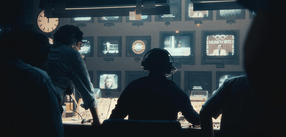 Geoffrey Mason (John Magaro, L) in the control room, in "September 5." (Paramount Pictures)