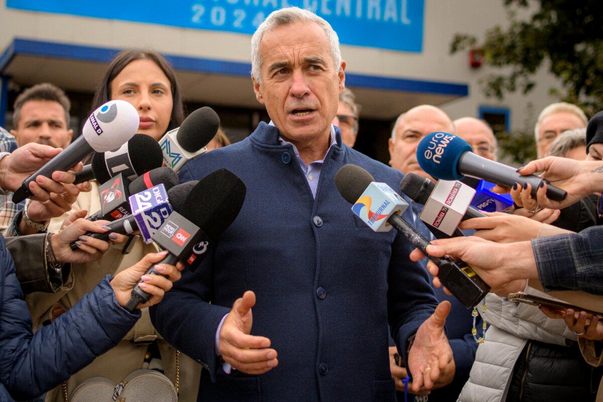 Calin Georgescu, running as an independent candidate for president, speaks to media after registering his bid in the country's presidential elections, in Bucharest, Romania, on Oct. 1, 2024. (Alexandru Dobre/AP Photo)