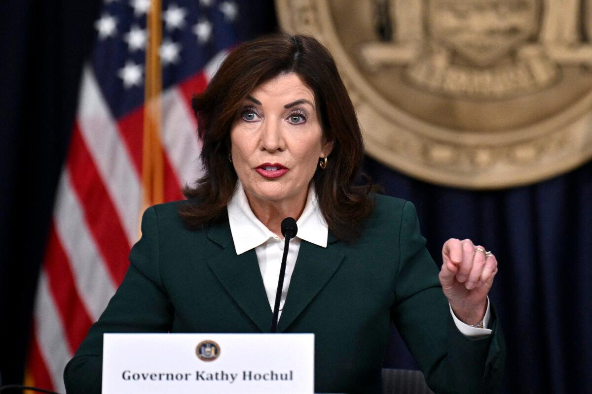 New York Gov. Kathy Hochul speaks during a press conference on Nov. 14, 2024. (Angela Weiss/AFP via Getty Images)