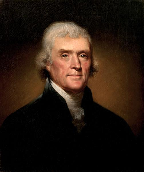 “Thomas Jefferson,” 1800, by Rembrandt Peale. The author highlights Thomas Jefferson's quality of ingenuity. (Public Domain)
