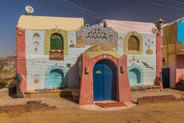 The brightly painted homes of Gharb Suhayl, Egypt, give the area the feel of a living outdoor museum. This home is shown in February 2019. (Matyas Rehak/Dreamstime/TNS)