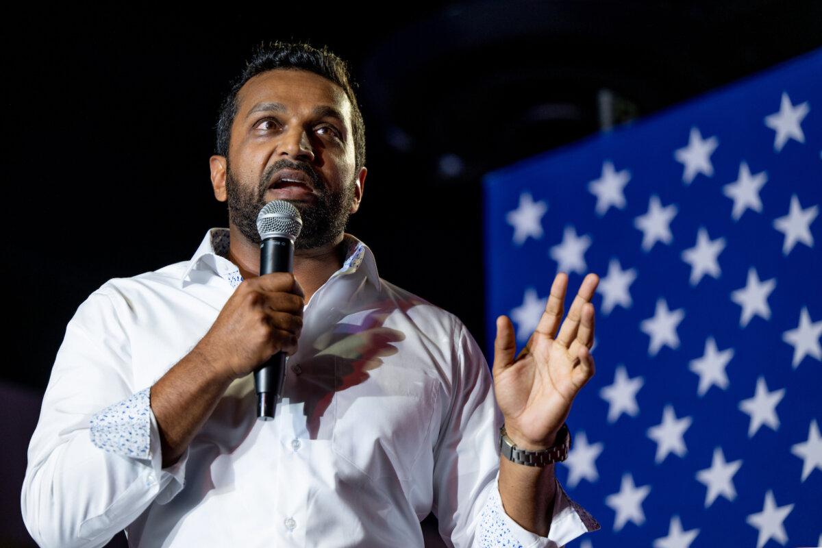 Kash Patel, a former chief of staff to then-acting Secretary of Defense Christopher Miller, speaks during a campaign event for Republican candidates in Tucson, Ariz., on July 31, 2022. (Brandon Bell/Getty Images)