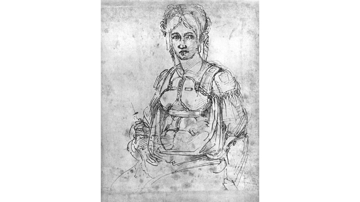 Vittoria Colonna, by Michelangelo. Colonna was around 50 and Michelangelo 65 at the time of the drawing. (Public Domain)