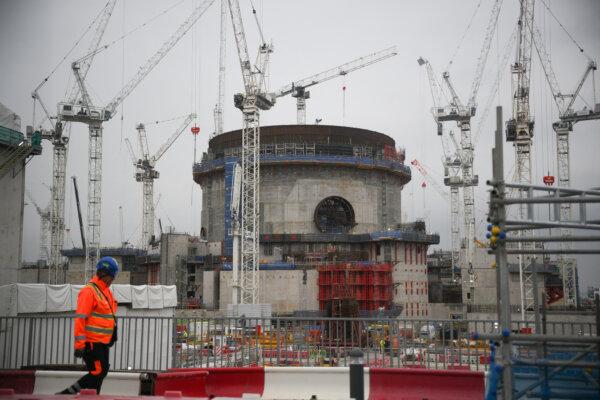 A nuclear reactor is being build at the Hinkley Point C nuclear power station in south-west England, on April 27, 2023. (Daniel Leal/AFP via Getty Images)