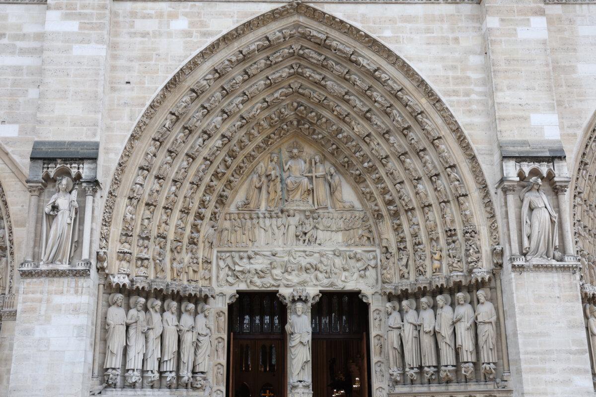 General view outside Notre-Dame de Paris Cathedral during the first Mass in the restored church in Paris on Dec. 8, 2024. (Pascal Le Segretain/Getty Images for Notre-Dame de Paris)