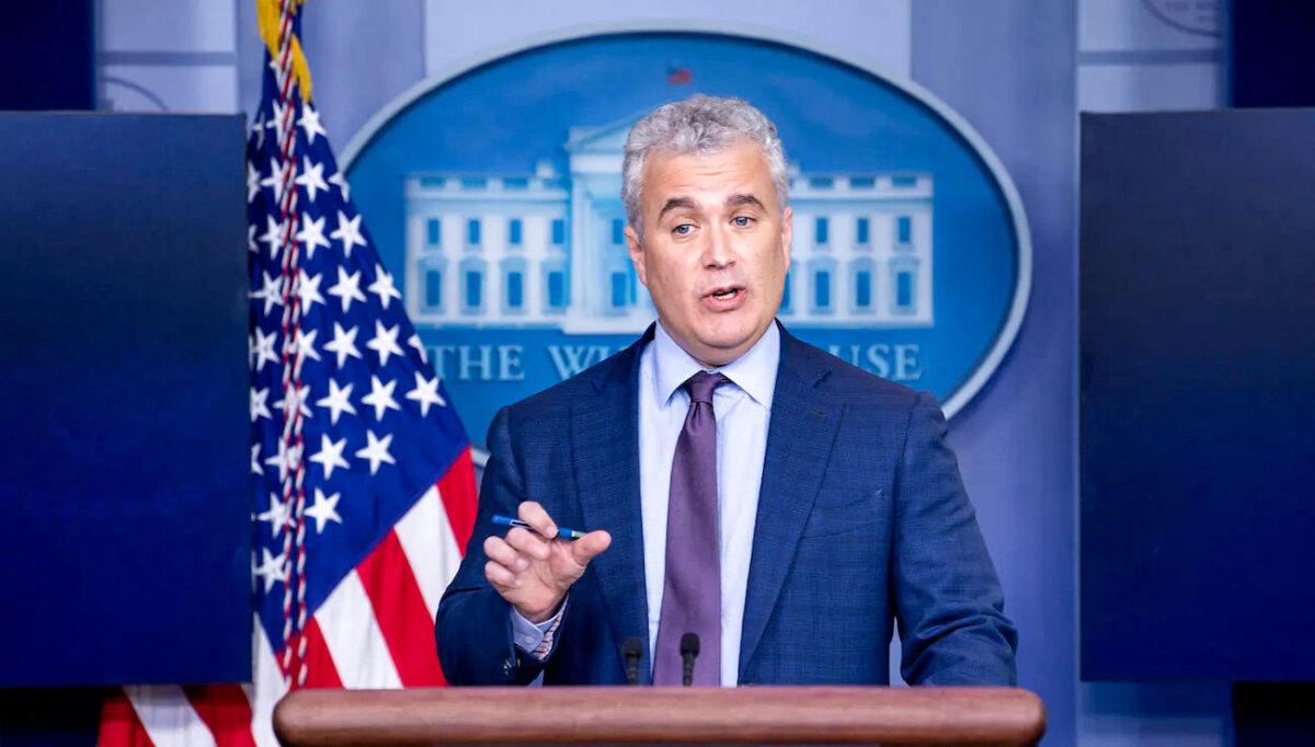 Jeff Zients, then-White House COVID-19 response coordinator, speaks during a press briefing at the White House, in Washington, on April 13, 2021. (Brendan Smialowski/AFP via Getty Images)
