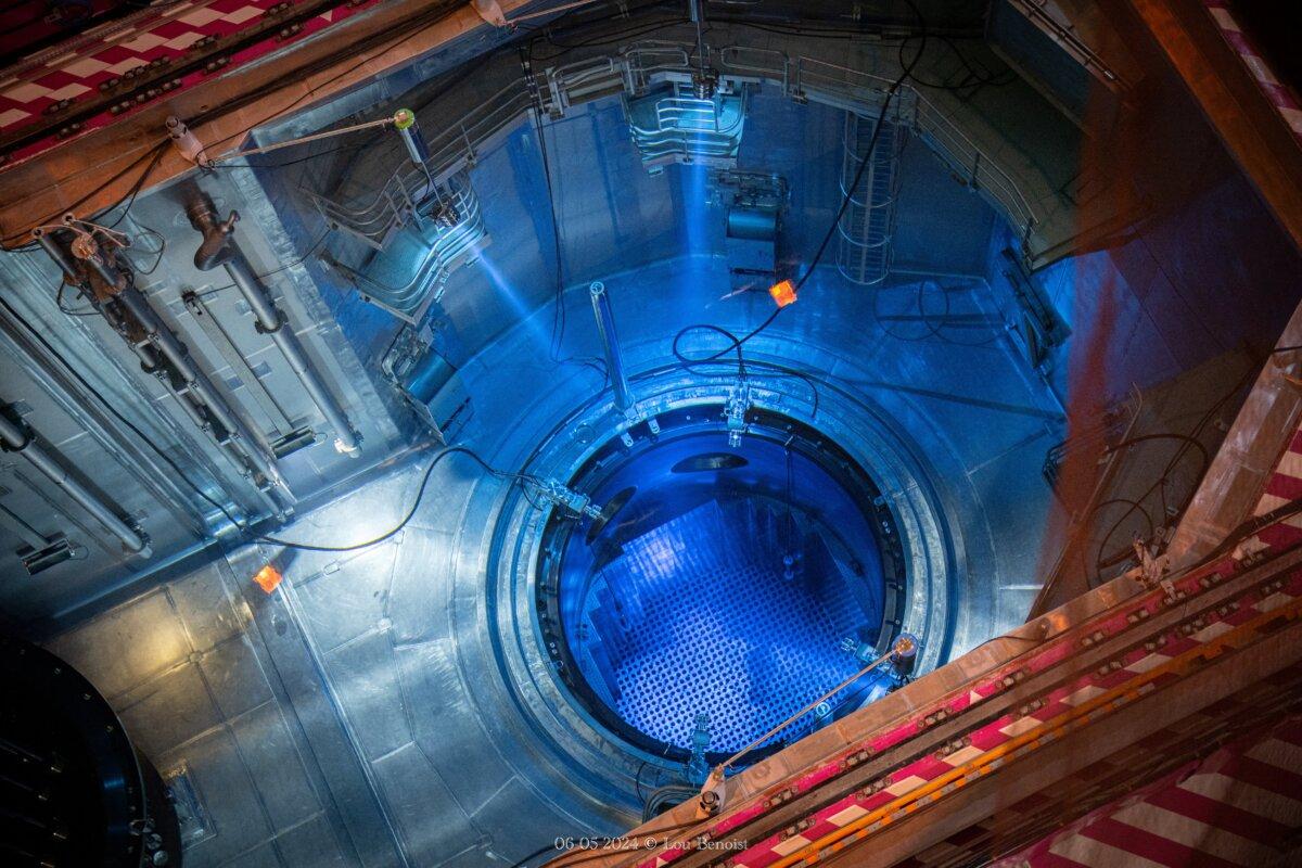 The nuclear pool and its vessel inside a nuclear reactor building in Flamanville, north-western France, on April 25, 2024. (Lou Benoist/AFP via Getty Images)