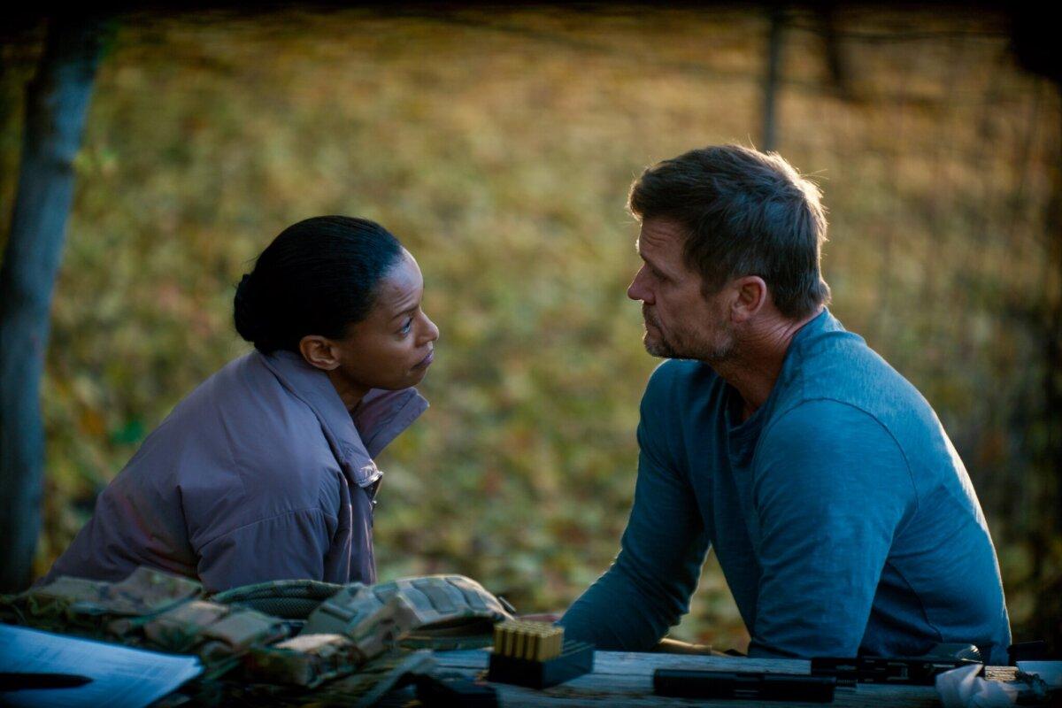 Jeff (Bailey Chase) and his wife, Tara (Kearran Giovanni), in "Homestead." (Angel Studios)