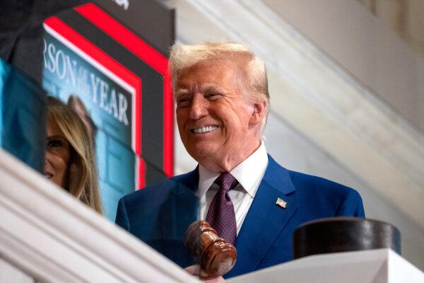 President-elect Donald Trump rings the opening bell on the trading floor of the New York Stock Exchange, on Dec. 12, 2024. (Spencer Platt/Getty Images)