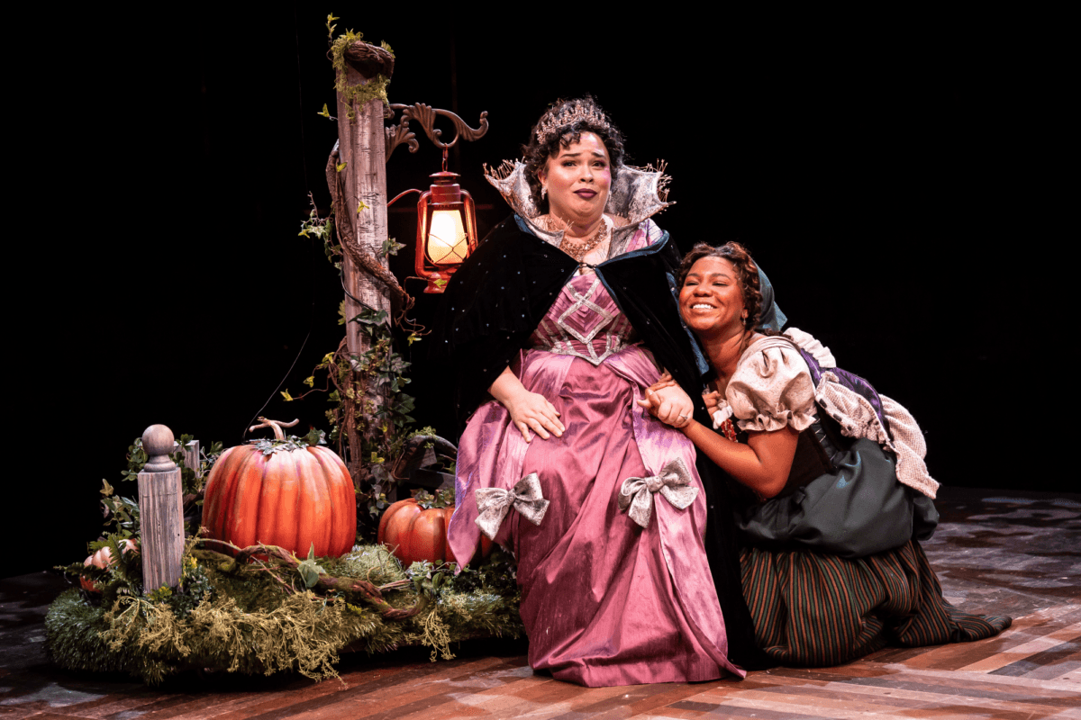 Fairy Godmother (Lillian Castillo, L) helps Cinderella (Jaeda LaVonne) get to the Prince's Ball, in "Rodgers & Hammerstein's Cinderella." (Liz Lauren)