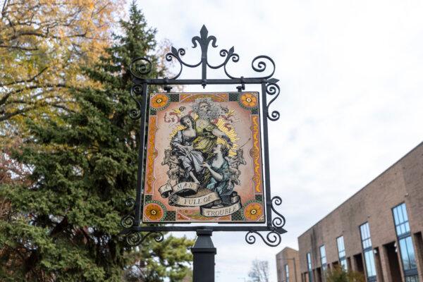 A sign for the Man Full of Trouble Tavern. (Tyger Williams/The Philadelphia Inquirer/TNS)