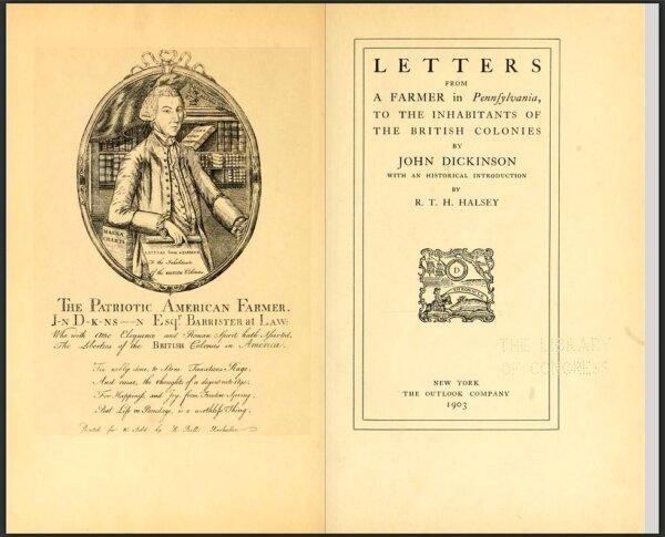 Title page from John Dickinson's "Letters From a Farmer in Pennsylvania." (Public Domain)