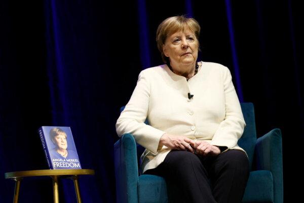 Former German Chancellor Angela Merkel participates in a book talk at The Anthem in Washington on Dec. 2, 2024. Former U.S. President Barack Obama and Merkel discussed her memoir "Freedom," as well as world politics and the history the two leaders have witnessed. (Kevin Dietsch/Getty Images)