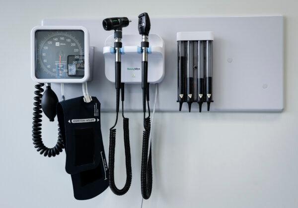Medical devices are seen in an examination room at a health clinic in Calgary on July 14, 2023. (The Canadian Press/Jeff McIntosh)