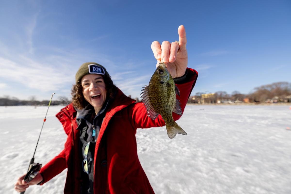 Anglers never know what they might catch while ice fishing. (Sharon Vanorny)