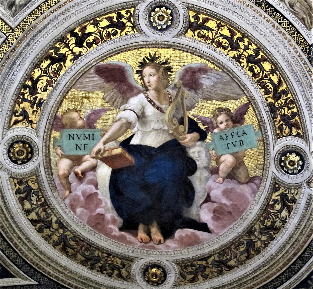 "The Allegory of Poetry" by Raffaello. Poetry is often characterized as a one who captures the beauty of the human spirit. (<a href="https://commons.wikimedia.org/w/index.php?title=User:Paroll&action=edit&redlink=1">Parroll</a>/<a href="https://creativecommons.org/licenses/by/3.0/deed.en">CC BY-SA 3.0</a>)