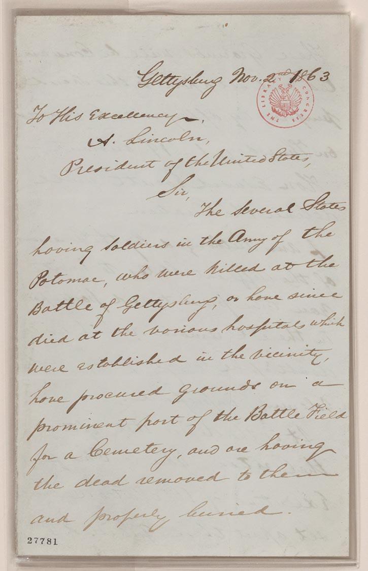 David Wills sent an invitation to President Abraham Lincoln on the occasion of the opening of the Gettysburg Cemetery. Lincoln obliged, and his speech helped shape the nation. Library of Congress. (Public Domain)