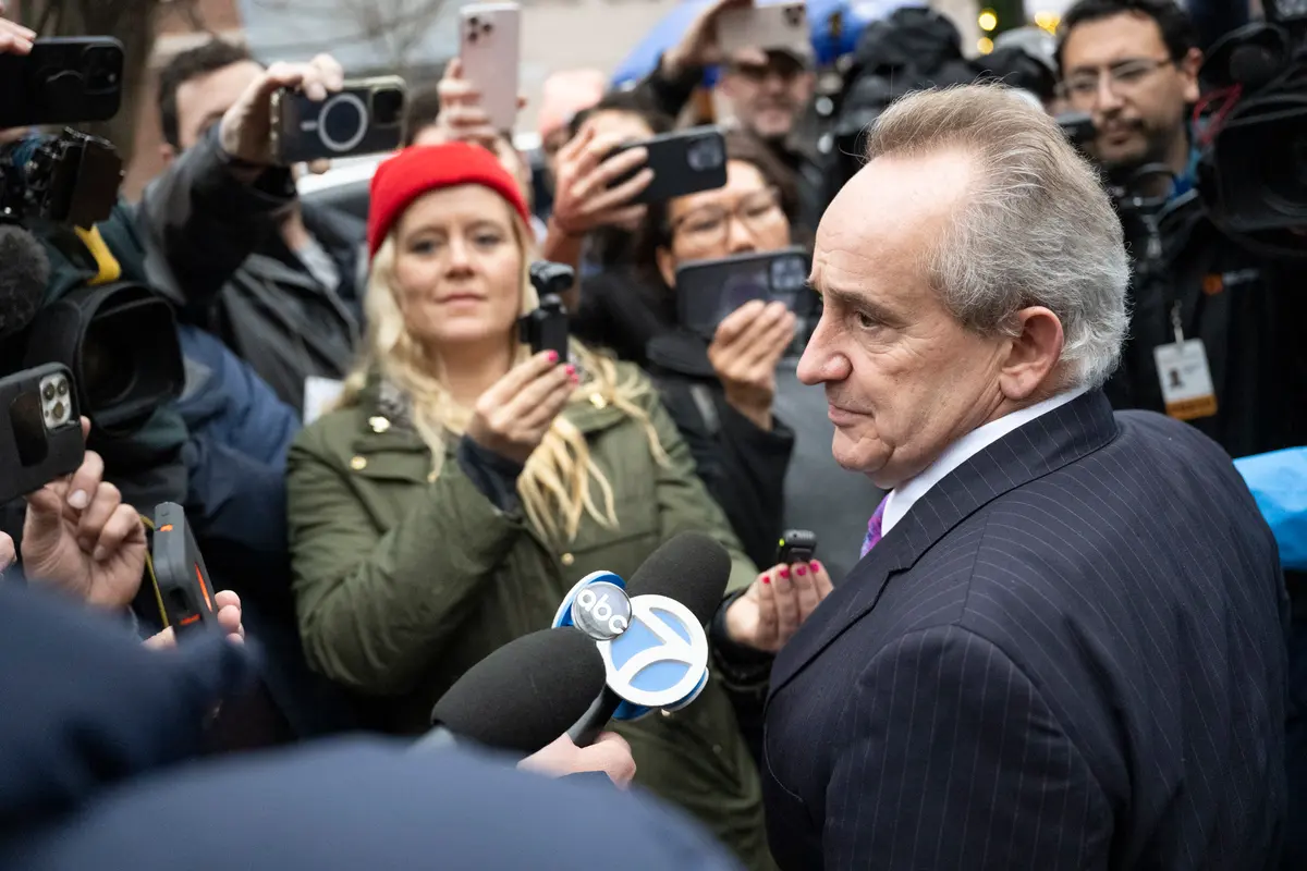 Attorney Thomas M. Dickey, who represents Luigi Mangione, speaks to the media outside the Blair County Courthouse in Hollidaysburg, Pa., on Dec. 10, 2024. (Benjamin B. Braun/Pittsburgh Post-Gazette via AP)
