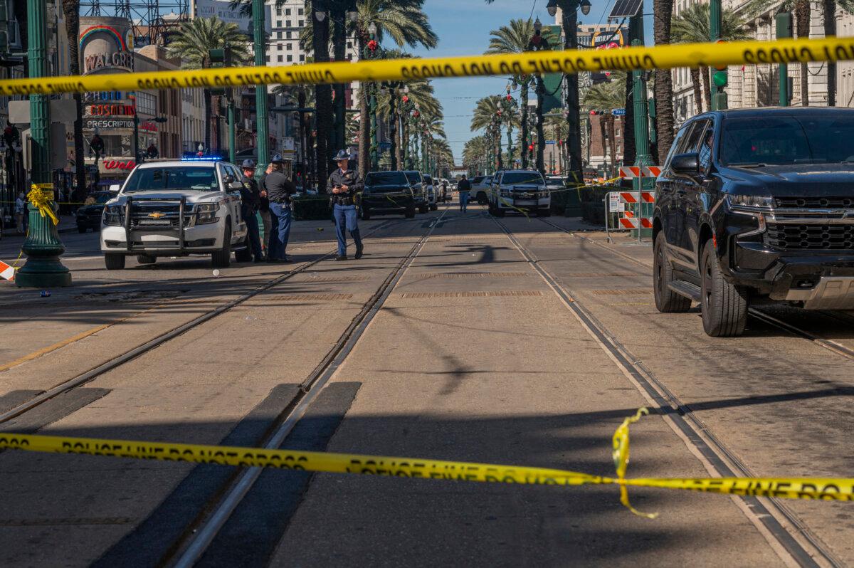 New Orleans Mourns Victims of Truck Attack With Tearful Vigil and Celebration of Life 4 The French Quarter, near Bourbon Street, is blocked off late morning with a heavy police and FBI presence after a terrorist attack early in the morning in New Orleans on Jan. 1, 2025. (Emily Kask/AFP via Getty Images)