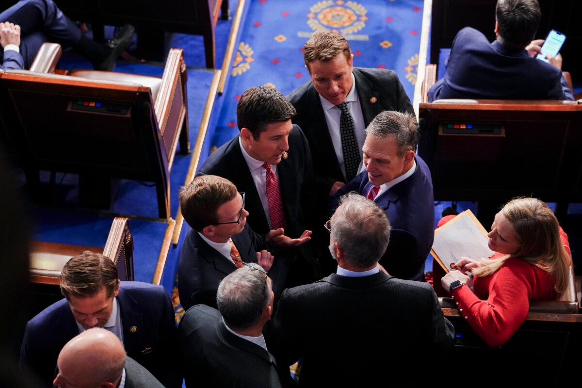 Republican House Representatives speak during the first sitting of the 119th Congress in Washington on Jan. 3, 2025. (Madalina Vasiliu/The Epoch Times)