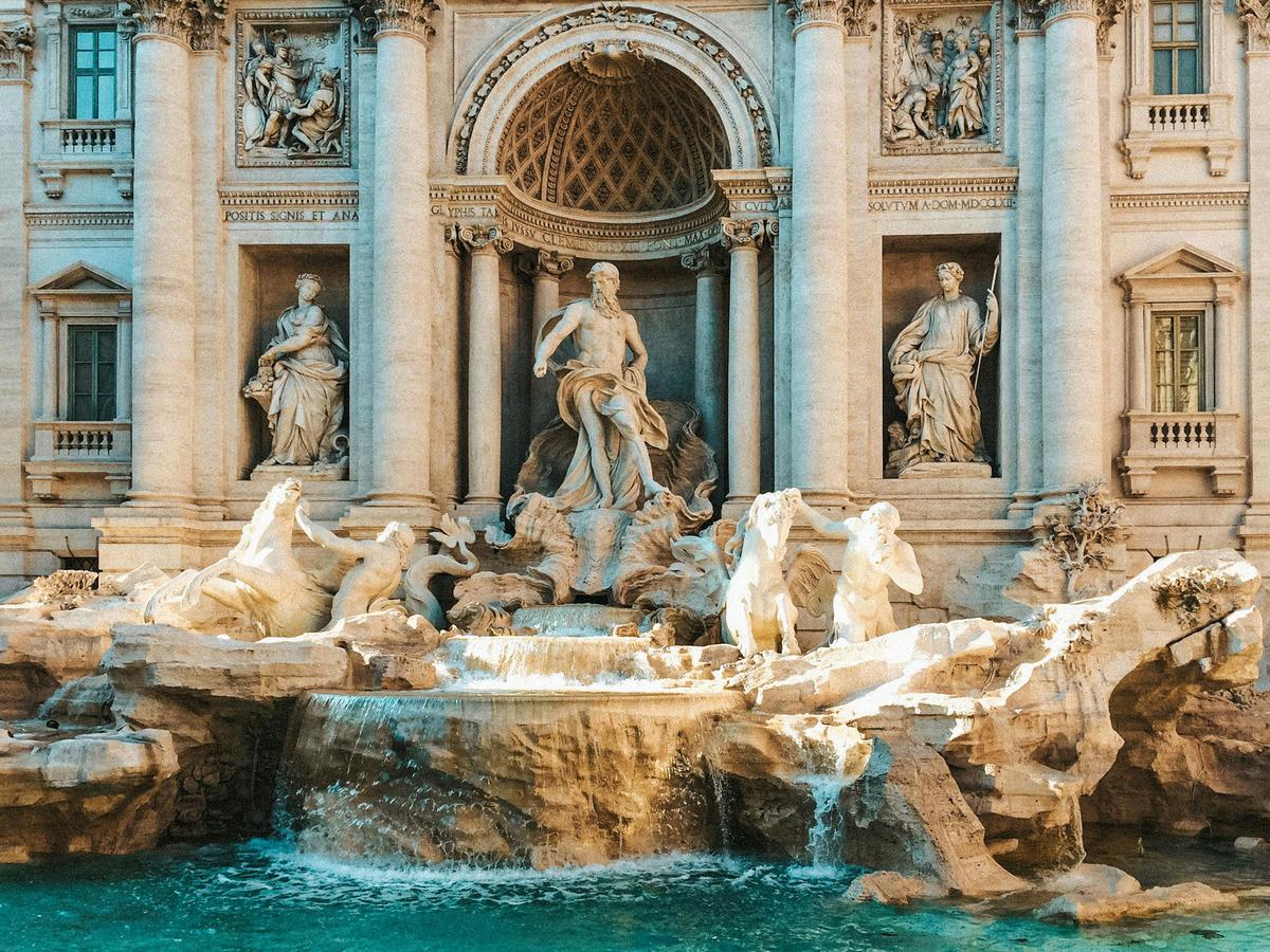 The titan Oceanus presides over the Trevi Fountain. (Ezgi Kaya/Pexels)