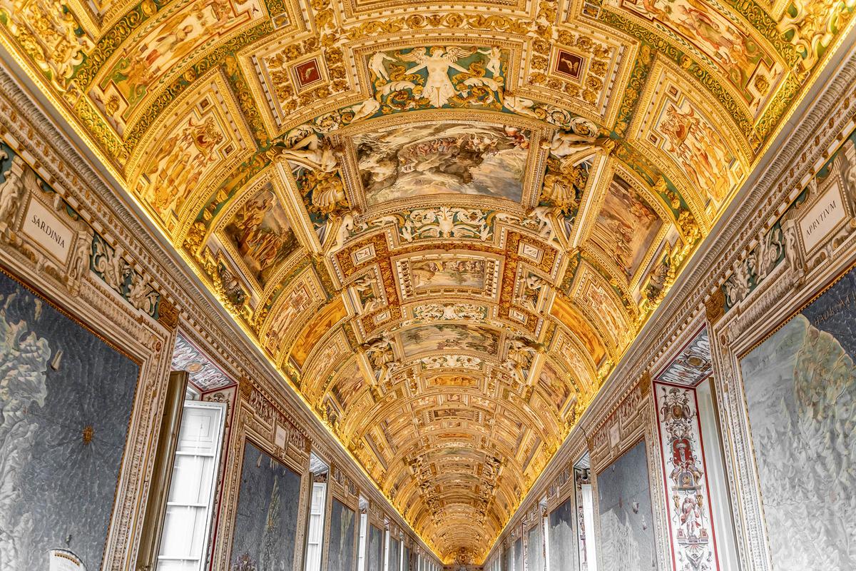 An ornate ceiling in the Vatican Museums. (Tamal Mukhopadhyay/Unsplash)