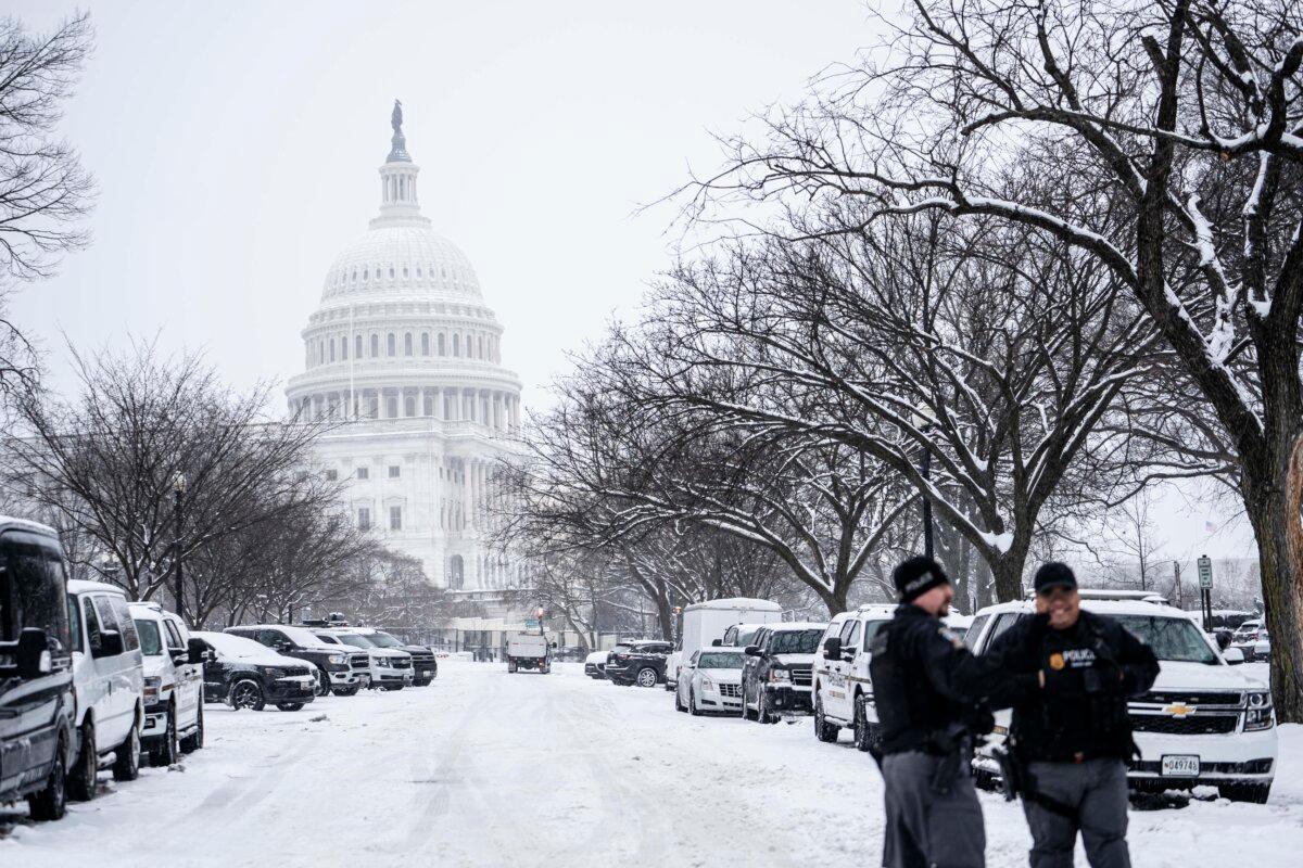 The U.S. Capitol building ahead of the 2024 presidential election results certification in Washington on Jan. 6, 2025. (Madalina Vasiliu/The Epoch Times)