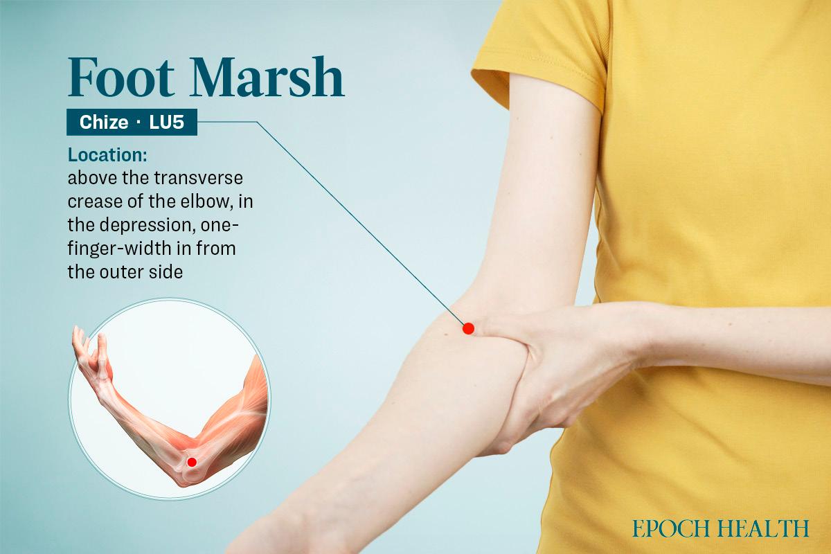 Headache Types and Ancient Methods for Quick Relief | USNN World News Location of the Chize acupoint. (The Epoch Times)
