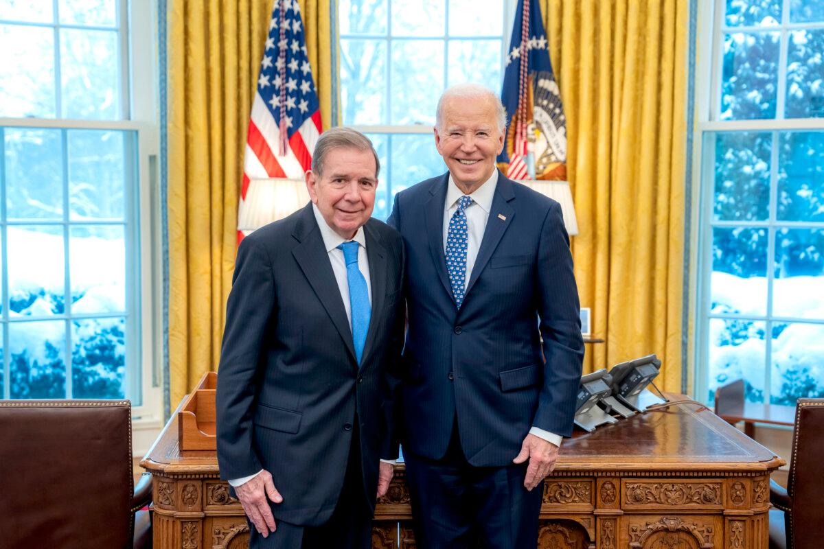 President Joe Biden (R) and Venezuela's opposition leader, Edmundo Gonzalez (L), at the White House on Jan. 6, 2025. (Potus via X via Reuters)