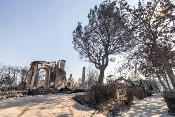 Destruction caused by the Palisades Fire near Los Angeles on Jan. 9, 2025. (John Fredricks/The Epoch Times)