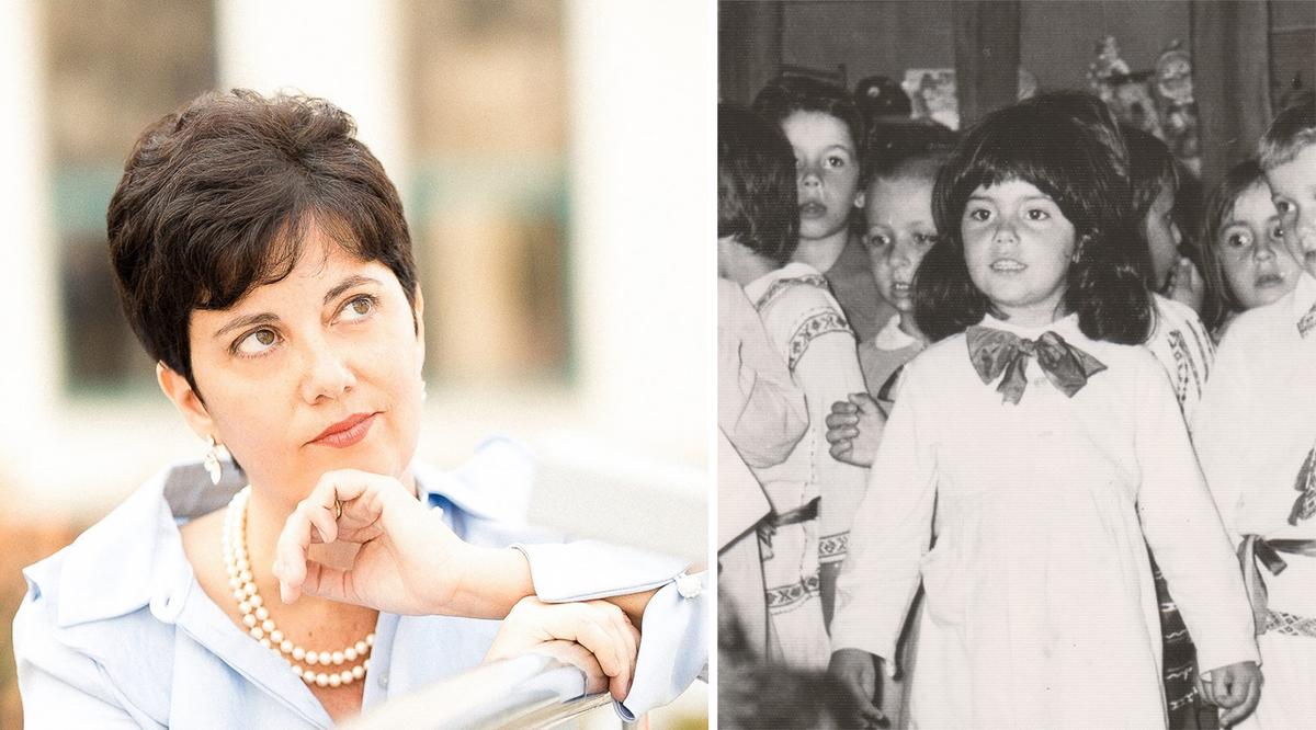A portrait of singer and author Maria-Cristina Necula (Courtesy of Andra Aron); a childhood photograph of Necula. (Courtesy of Maria-Cristina Necula)