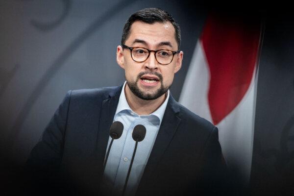 Greenlandic Prime Minister Mute Bourup Egede speaks at a press conference in Copenhagen, Denmark, on Jan. 10, 2025. (Mads Claus Rasmussen/Ritzau Scanpix/AFP/Getty Images)