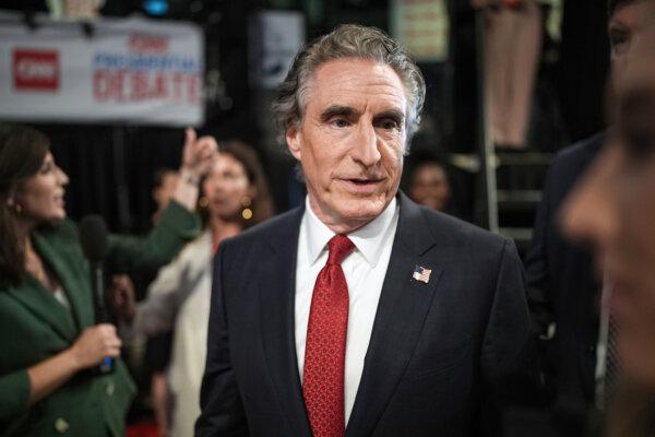 Then-North Dakota Gov. Doug Burgum speaks to reporters following the CNN presidential debate between President Joe Biden and former President Donald Trump in Atlanta on June 27, 2024. (Andrew Harnik/Getty Images)