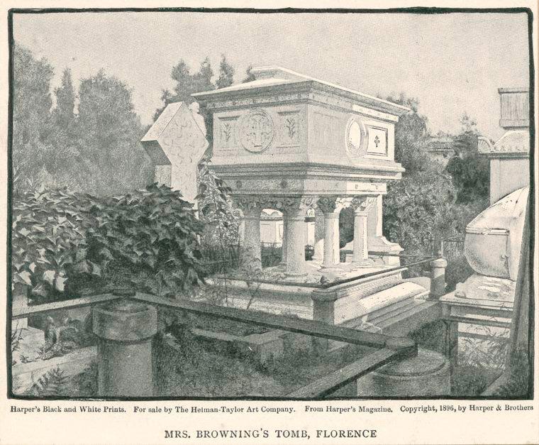 A 1896 photo of Elizabeth Barrett Browning's tomb. (PD-US)