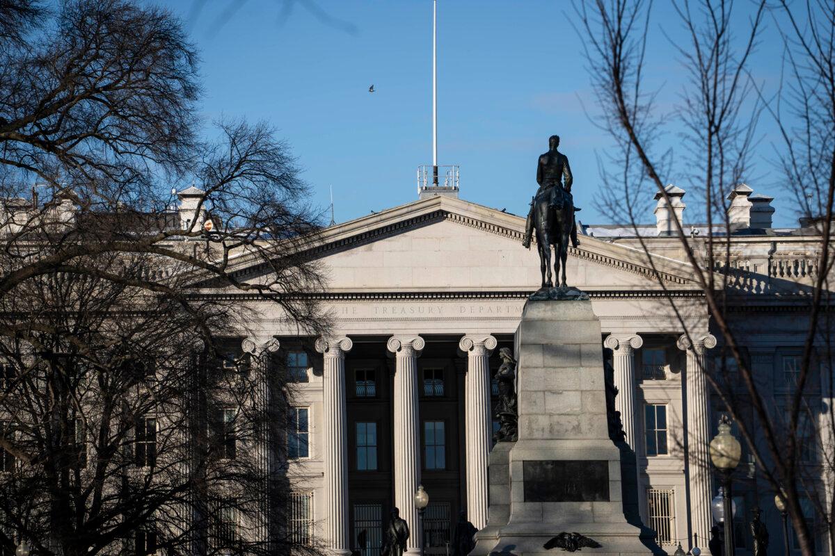 The U.S. Department of the Treasury in Washington on Jan. 14, 2025. (Madalina Vasiliu/The Epoch Times)