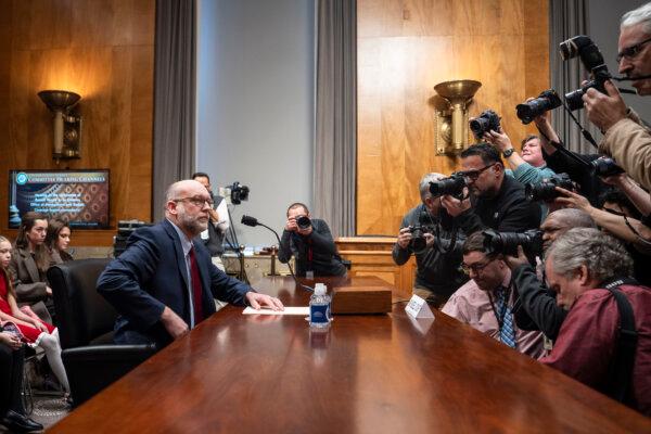President-elect Donald Trump's nominee for Office of Management and Budget Director, Russel Vought, ahead of his testimony before the Homeland Security and Governmental Affairs Committee on Capitol Hill in Washington on Jan. 15, 2025. (Madalina Vasiliu/The Epoch Times)