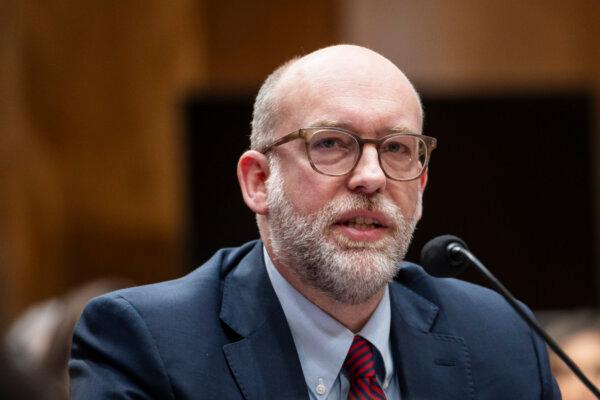 President-elect Donald Trump's nominee for Office of Management and Budget Director, Russel Vought, testifies before the Homeland Security and Governmental Affairs Committee on Capitol Hill in Washington on Jan. 15, 2025. (Madalina Vasiliu/The Epoch Times)