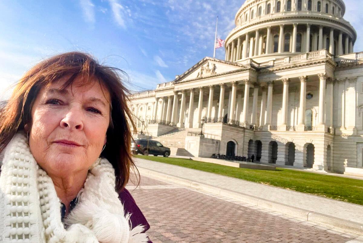 Robin Medeiros, 64, a Pennsylvanian who is planning to attend the inauguration of President-elect Donald Trump on Jan. 20, 2025, is pictured outside the U.S. Capitol during her visit to Washington, D.C., on Jan. 3, 2025. (Courtesy of Robin Medeiros)